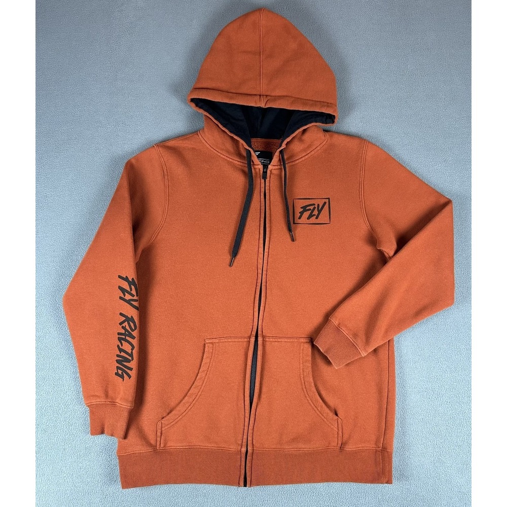 Fly Racing‎ Hoodie Jacket Mens Small Orange Supercross Motocross Moto Y2K